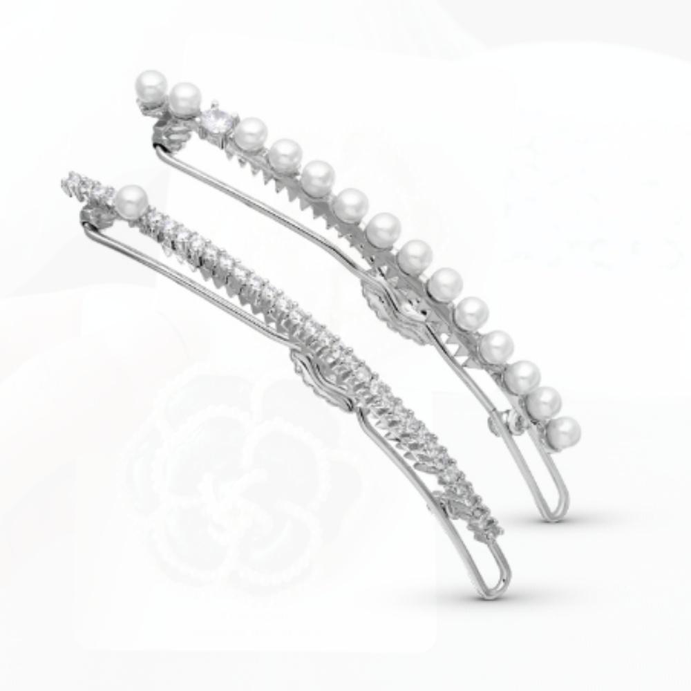 パール装飾 ダブルピン ヘアクリップ ヘアアレンジ レディース デイリールック スタイリング 小物