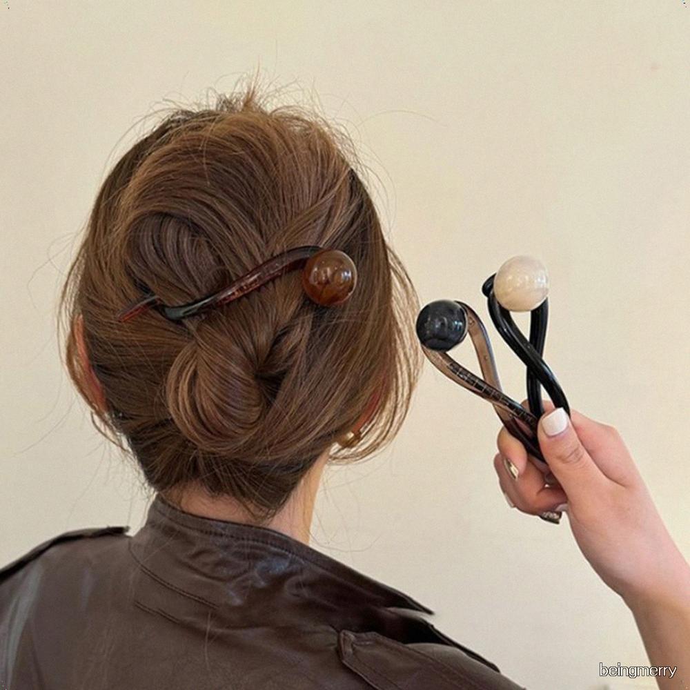 高級感 マーブル ビーズ デザイン アップヘア用 ヘアバレッタ レディース デイリールック ポイント ヘアピン