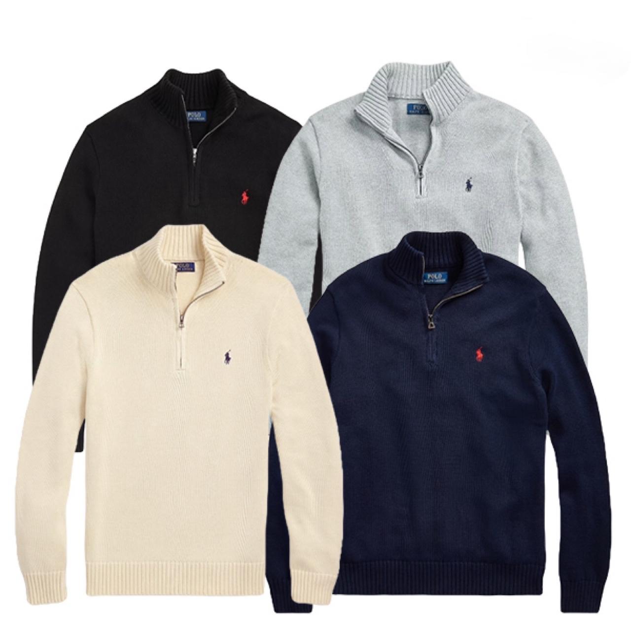 POLO RALPH LAUREN 厚手 ハーフジップスウェットシャツ ハーフジップニット コットンニットセーター (4color)