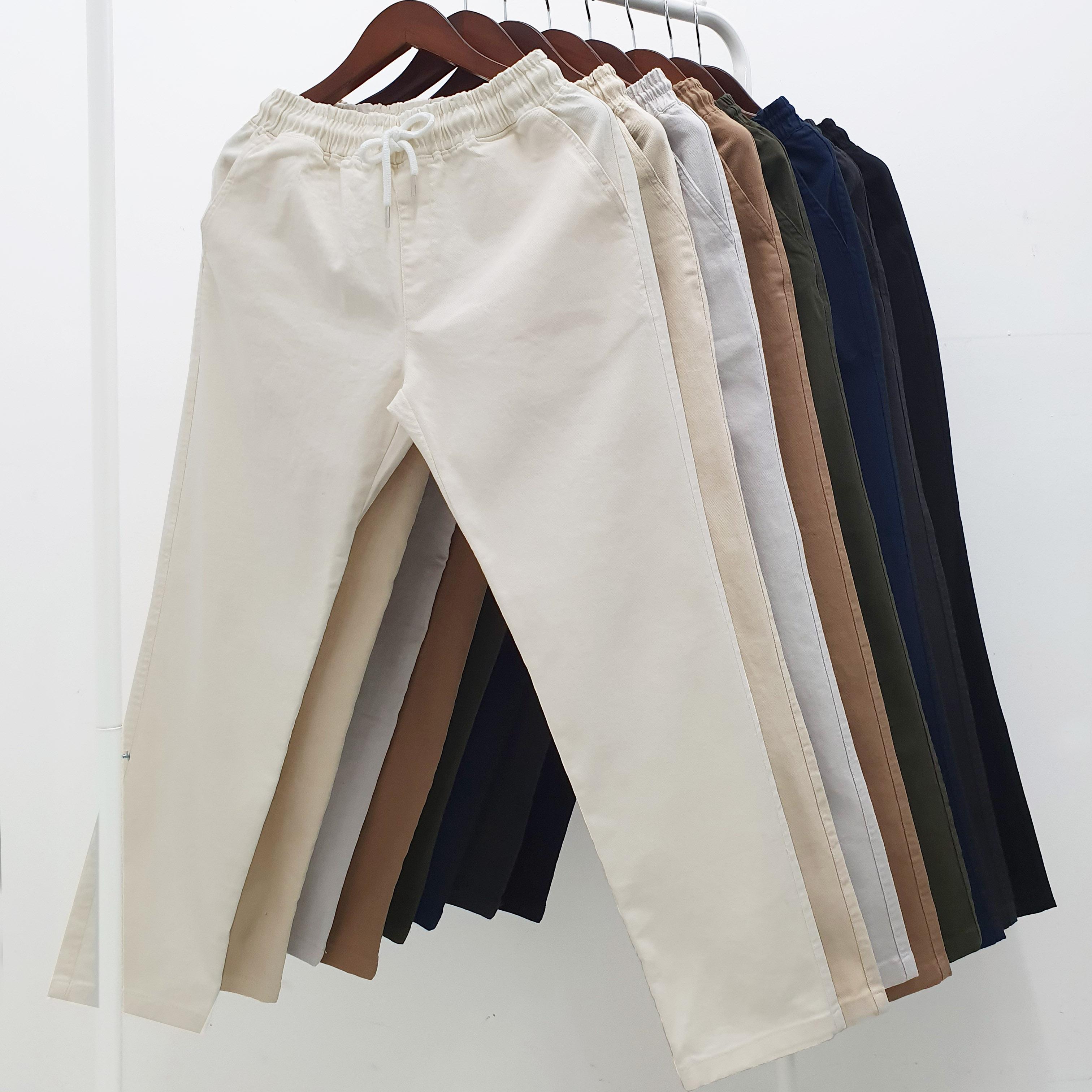 メンズ 楽ちん ゴムウエスト スパン スラックス コットンパンツ ビッグサイズ 春 秋用