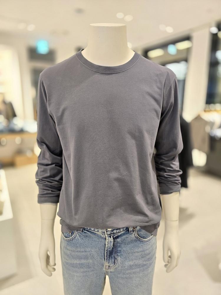 GIORDANO 長袖 Tシャツ 20番手 無地 メンズ ホワイト コットンTシャツ 6501