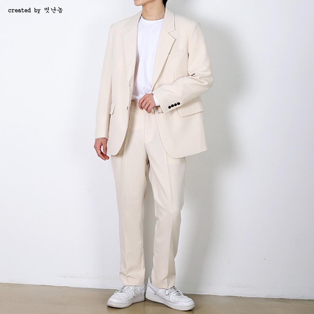 メンズ カジュアルスーツ セットアップ セミオーバーフィット スーツ 結婚式ゲストルック