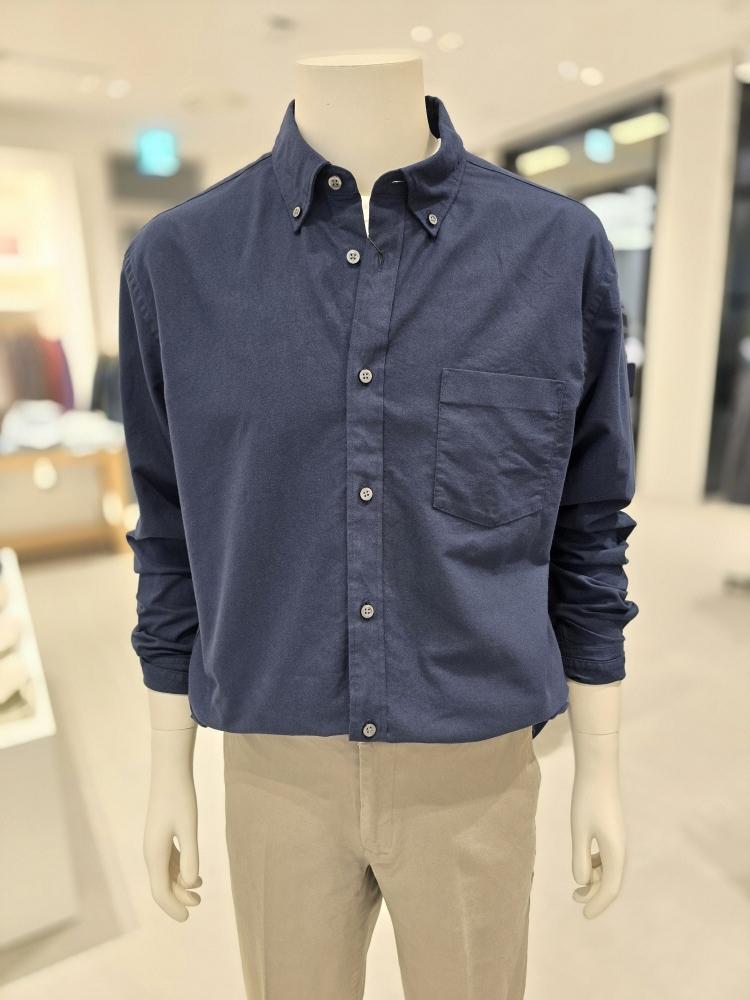 GIORDANO メンズ 無地シャツ 春 オックスフォード 長袖シャツ コットン 5902