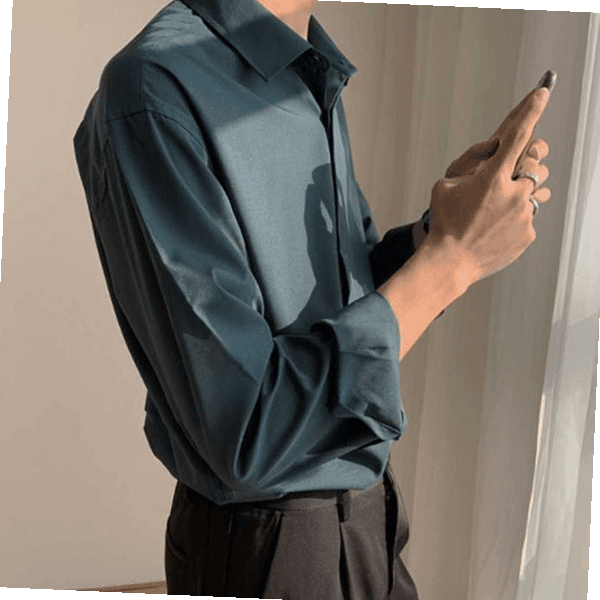 メンズ 軽めのアウター デート ルック 長袖 カラ―シャツ コーディネート シャツ グリーン