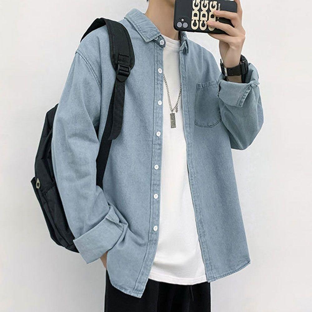 カジュアル デニムシャツ カップル デニムシャツ メンズ レディース デートルック ライトブルー-L