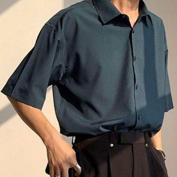メンズ オーバーフィット クーリング 半袖 シャツ 夏 デートルック シャツ WFJBGSF