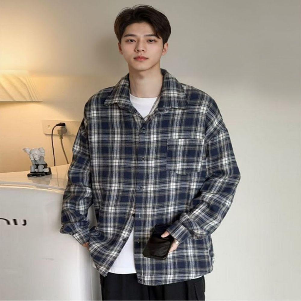 シャツ 長袖 メンズ モダンな デートルック チェック アウター