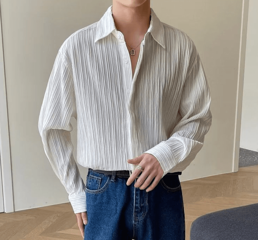 メンズ ストライプ シャツ 長袖 シャツ 結婚式参列者 スーツ ダンディ カジュアル デートルック