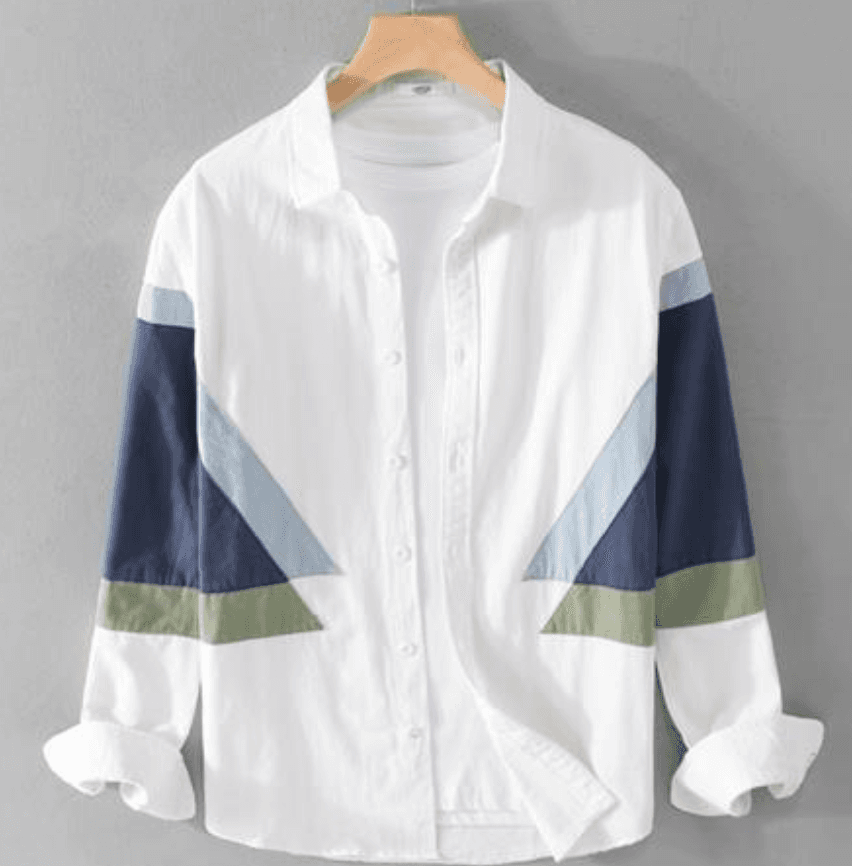 メンズ 配色 春 長袖シャツ カジュアル デートルック 単品コーデ お出かけ 外出着