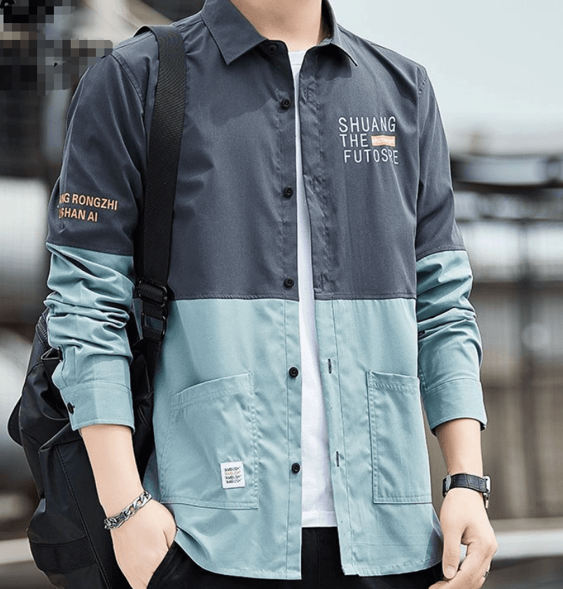 メンズ トップ＆ボトム配色 春 長袖シャツ カジュアル デートルック 単品コーデ お出かけ 外出着