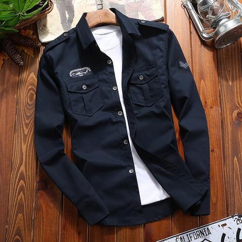 メンズ デートルック ソリッドシャツ タフな 春秋 カーゴ ビッグサイズ 長袖 ミリタリー カジュアル ヒットアイテム