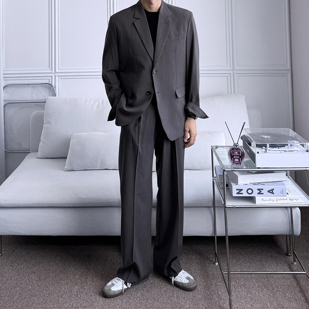 メンズ コットンリネン セットアップ セミオーバーフィット 面接 結婚式参列 ゲストルック 夏スーツ スーツ コーディネート