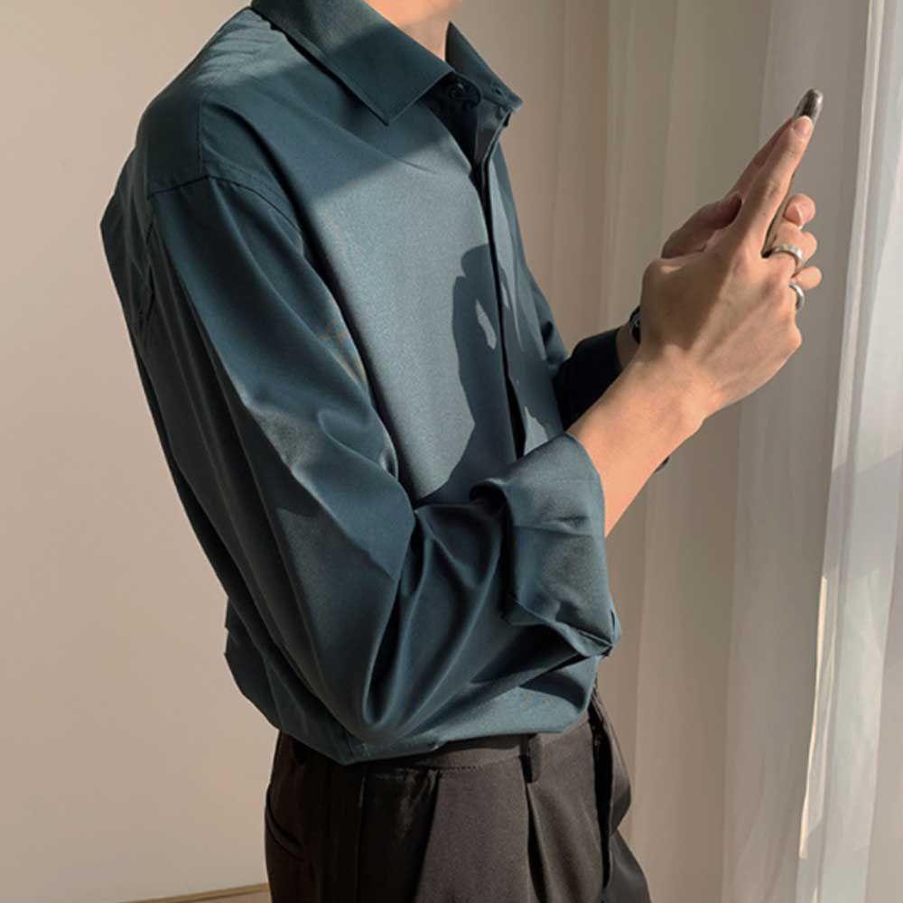 長袖 ダンディな 季節の変わり目 カラースタンドネックシャツ メンズ 長袖シャツ ビジネスカジュアル デートルック 秋用 快適