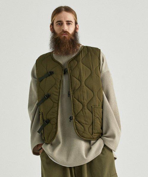 CARGO BROS(카고브로스) CB キルティング パディングベスト (カーキ) CB217202
