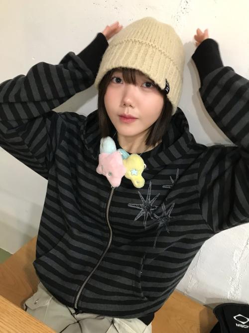 [UNTITLED SEOUL] UNTITLED STARRY NIGHT ストライプ フードジップアップ ブラック UN25HZ02BK