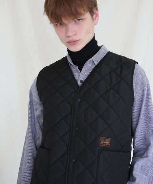 [NEW KIT] スクエア キルティング ベスト [Black] top/1904#