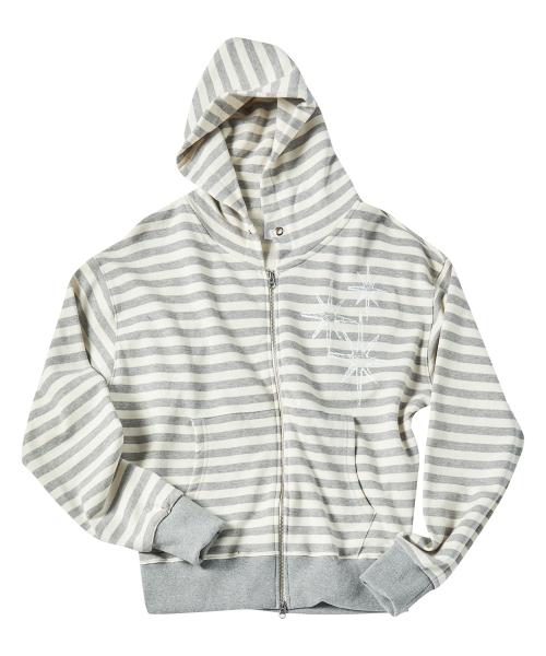 [UNTITLED SEOUL] UNTITLED STARRY NIGHT ストライプ フードジップアップ メランジホワイト UN25HZ02BK