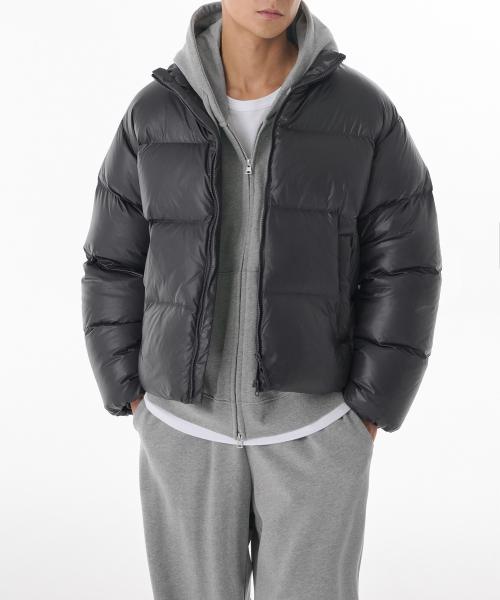 무신사스탠다드 글로시드 립스탑 ダウン 푸퍼 숏 패딩 자켓 MMDDJBZ01