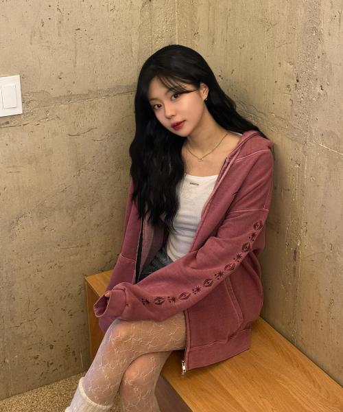 [꼼파뇨] [2-WAY] スリーブスター ピグメント フーデッドジップアップ Dusty Pink C23FZ04