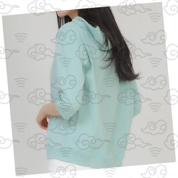 レディース フーディー ミントカラー オーバーフィット 7分袖 コットン素材 カジュアル トップス デイリールック