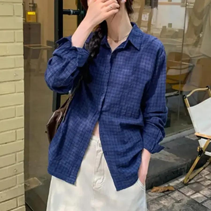 晩夏初秋 チェック ストリート룩 ナチュラル シャツ カジュアル トップス レディーストップス デイリールック レディーストップス ファッションTシャツ