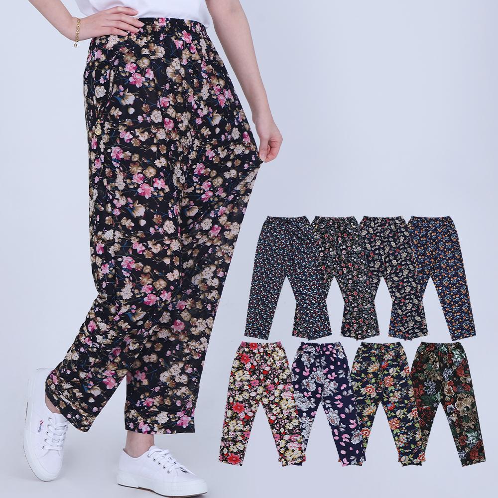 モッペパンツ チョンカンス おばあちゃん 花柄 ストレートパンツ ゴム付き ハルミ フラワー プリーツ 冷蔵庫 キムチ漬けパンツ 冬 裏起毛