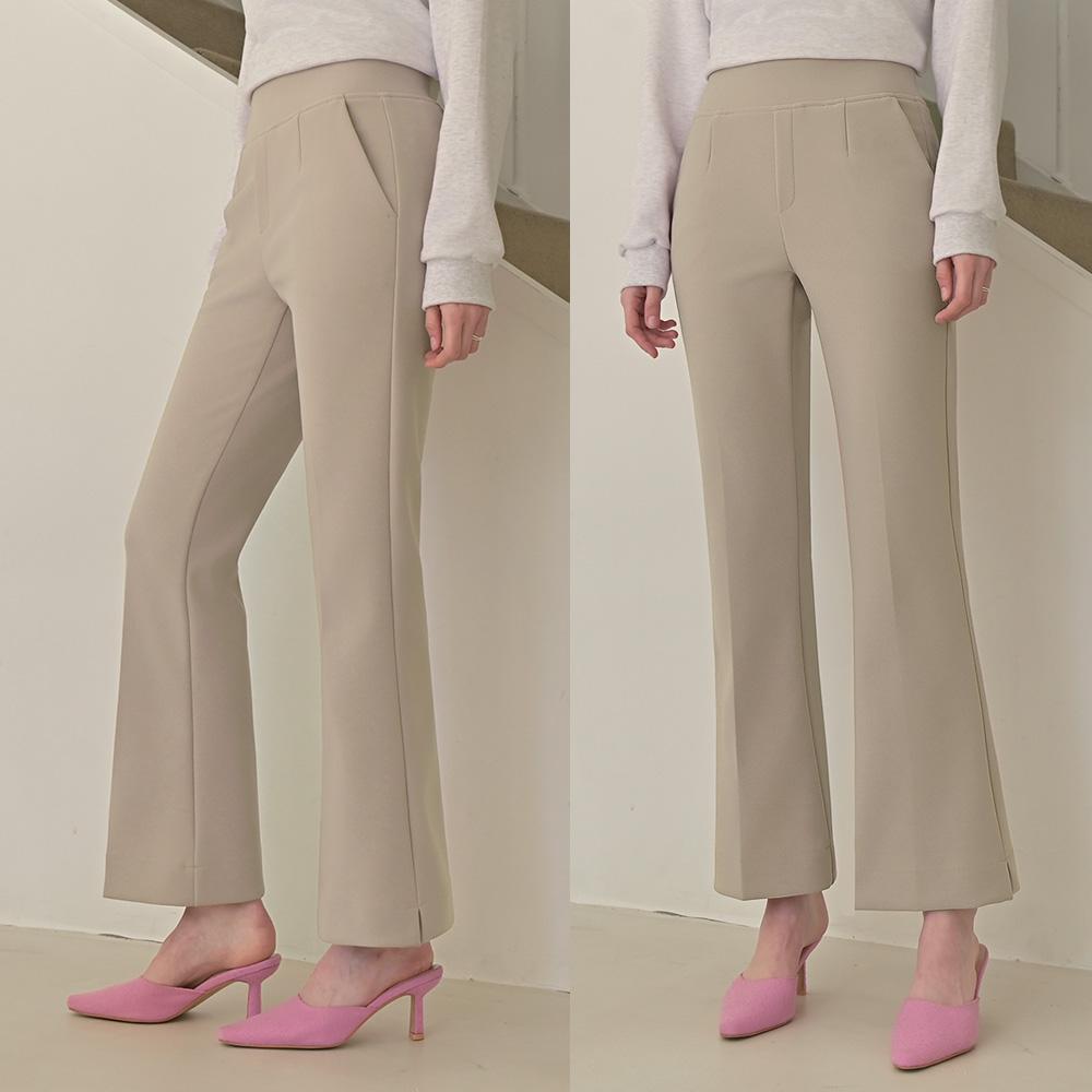 ドミンゴブルー 春 ミラクル ワイドバンド付き スリット ブートカットスラックス (国内 自社生産 4方向スパン 出勤ルック スリット)