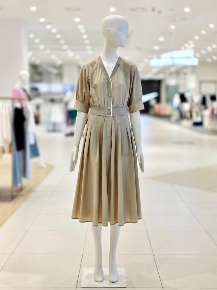 ZOOC Vネック バンディング ボリューム ワンピース V252PSE937