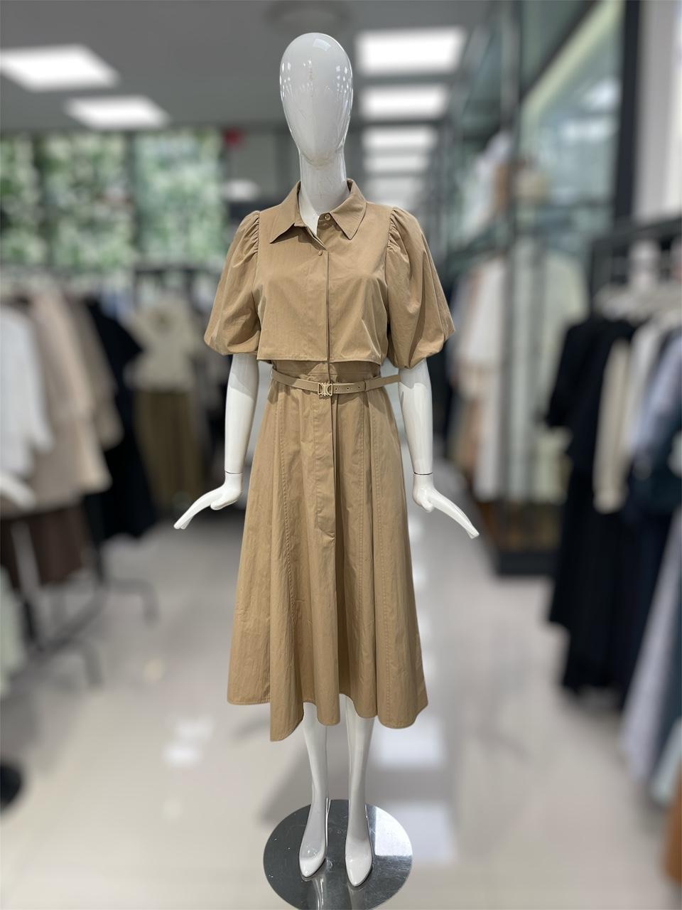 듀엘 ボリューム袖 ベルティッド ワンピース L252PSE031