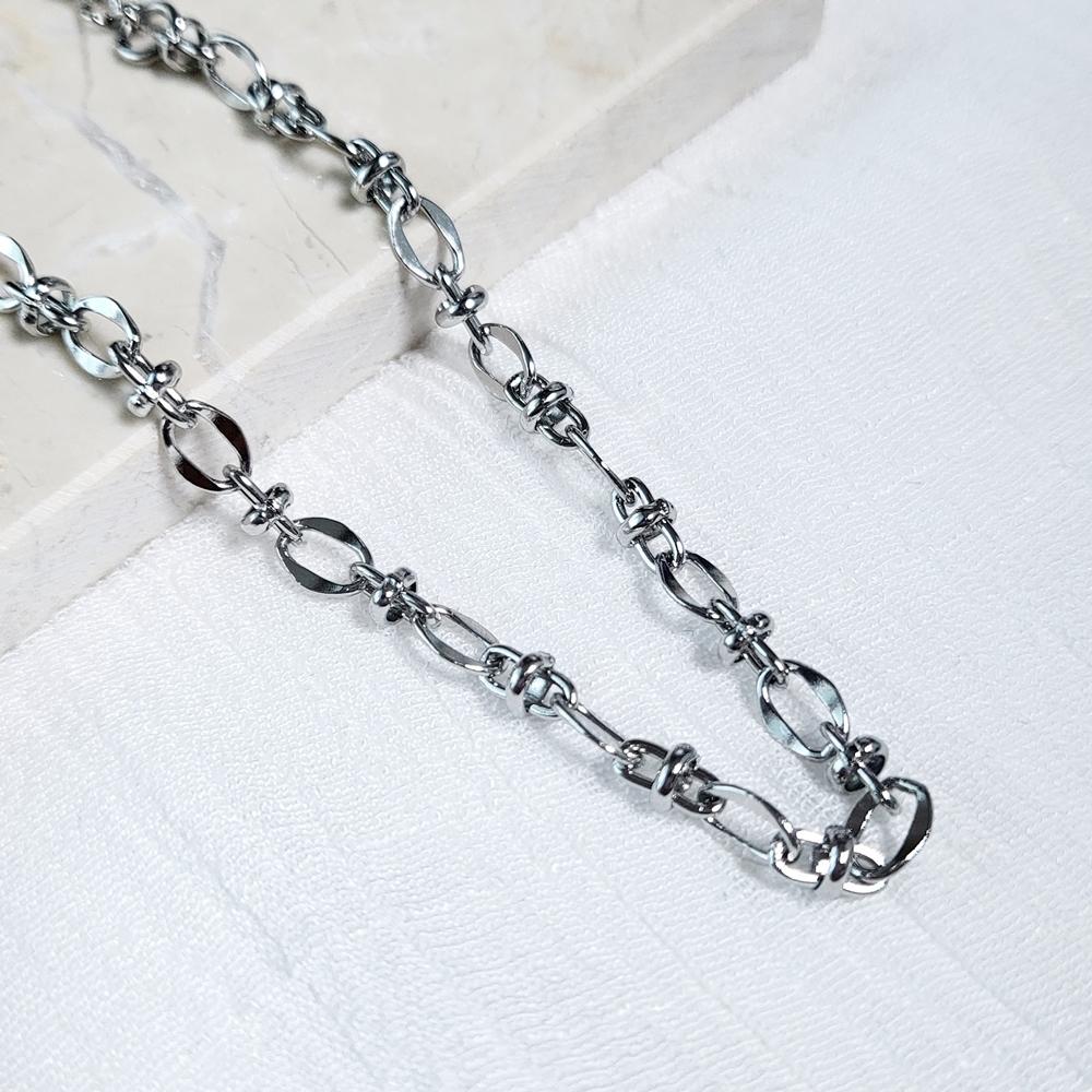 (低アレルギー、変色なし) サージカルスチール ポイントチェーン メンズ レディースブレスレット レイヤードアクセサリー