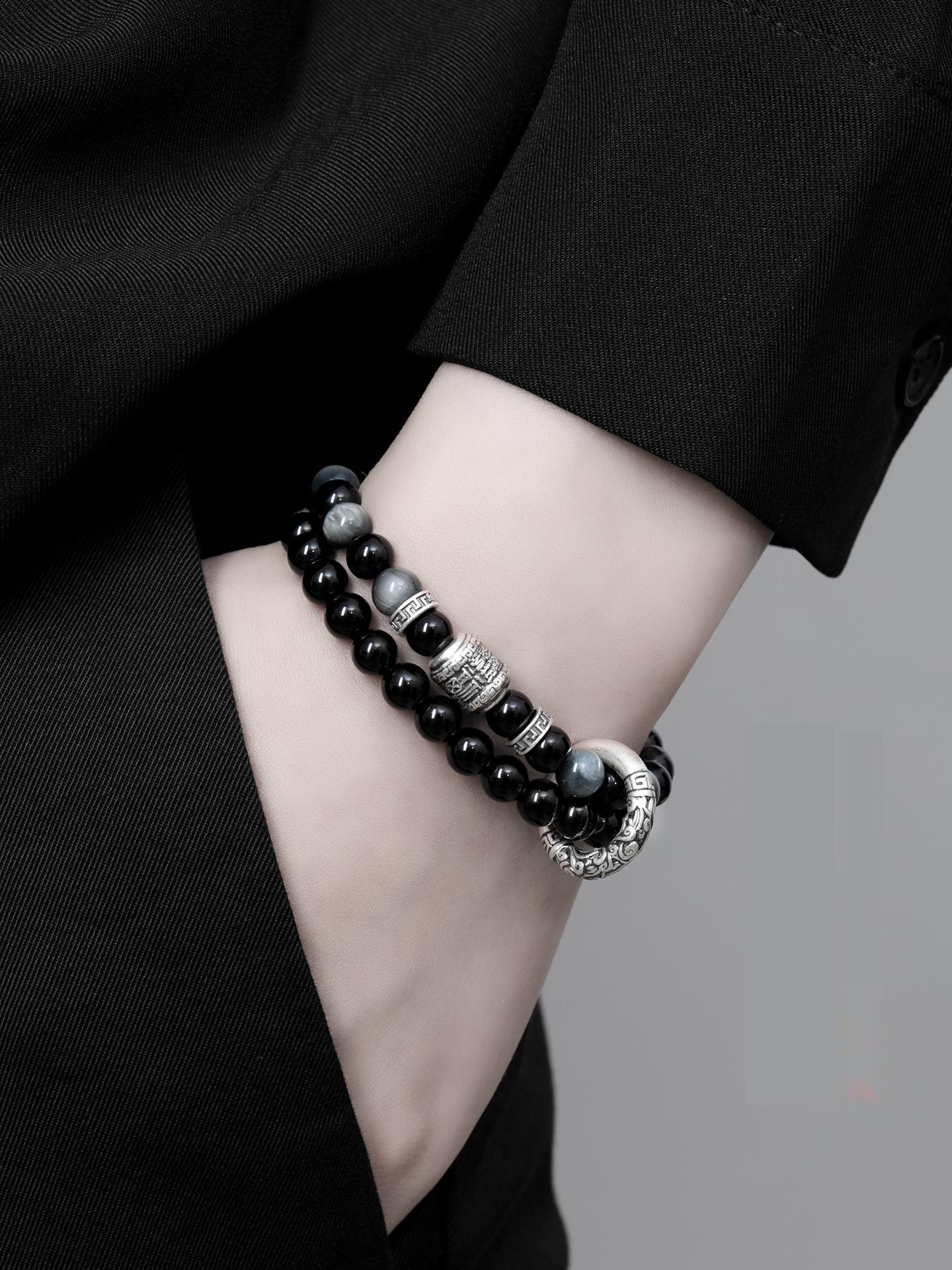[メンズ デイリールック コーディネート] メンズブレスレット 天然石ブレスレット メンズアクセサリー