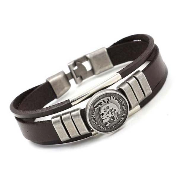 ORLVS メンズ ブレスレット ファッション アンティーク ヴィンテージ レザー ブラック ブラウン カップルブレスレット 09