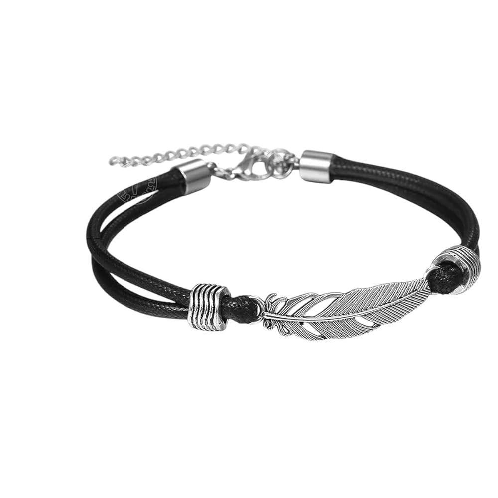 NEW 2026 ユニセックス メンズ アンクレット シンプル 調節可能 ハンドメイド ステンレススチール ビーズ リーフ 編み込み ロープチェーン ラッキーフットブレスレット レディース ジュエリーda53 ジュエリー ファッション トレンディ アクセサリー クリエ