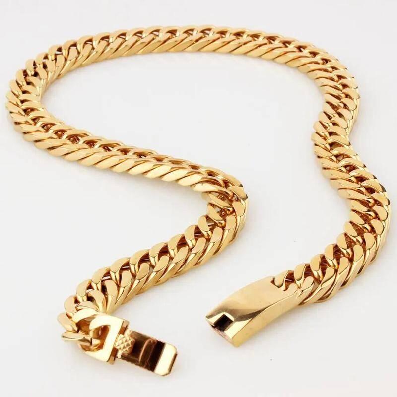 ゴールドネックレス カーブチェーン メンズアクセサリー デイリースタイル