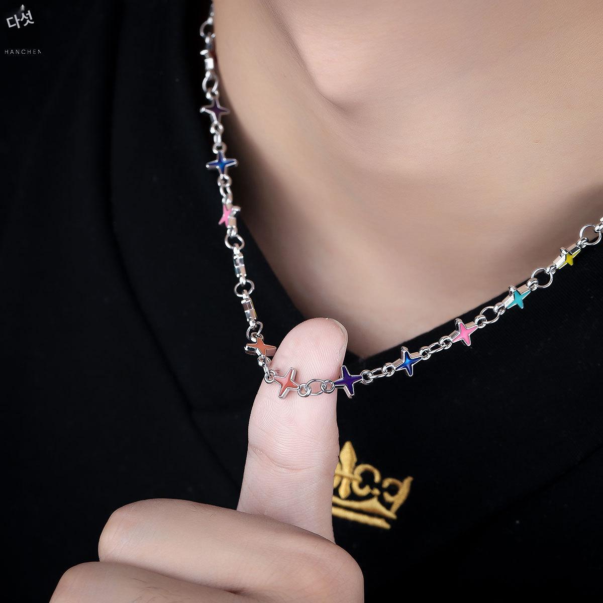 ジュエリー アクセサリー チョーカー チェーン ギフト 五角形 ネックレス L 1048 -A カラフル スター ネックレス