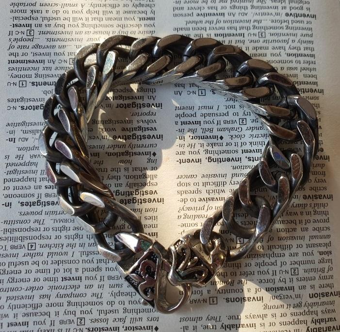 ノーブルン メンズ ハンドメイド サージカル ステンレススチール 太め 13mm ブラックチェーン ブランドブレスレット