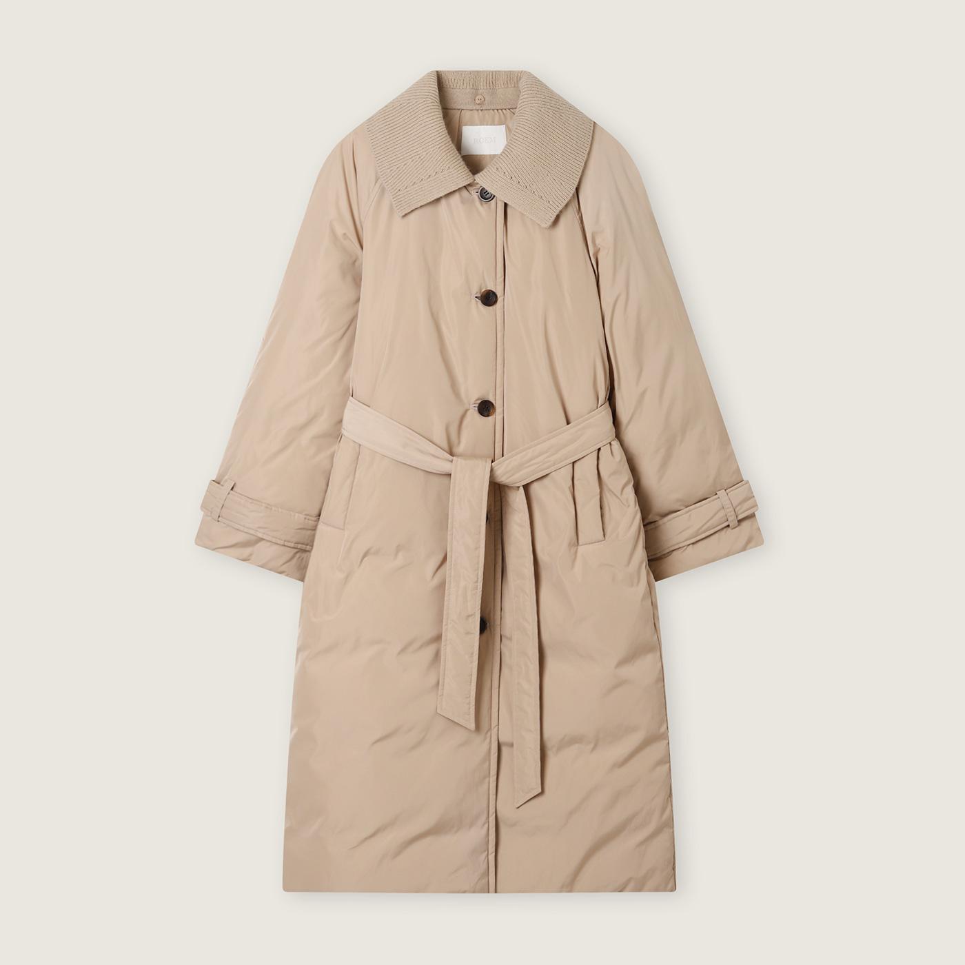 ROEM ニットカラー トレンチロングダウンコート RMJDF4CR14