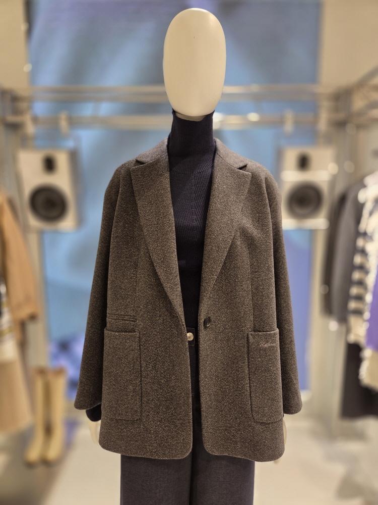 ZOOC ウールブレンド ドロップショルダー シングルジャケット Z254MSF015