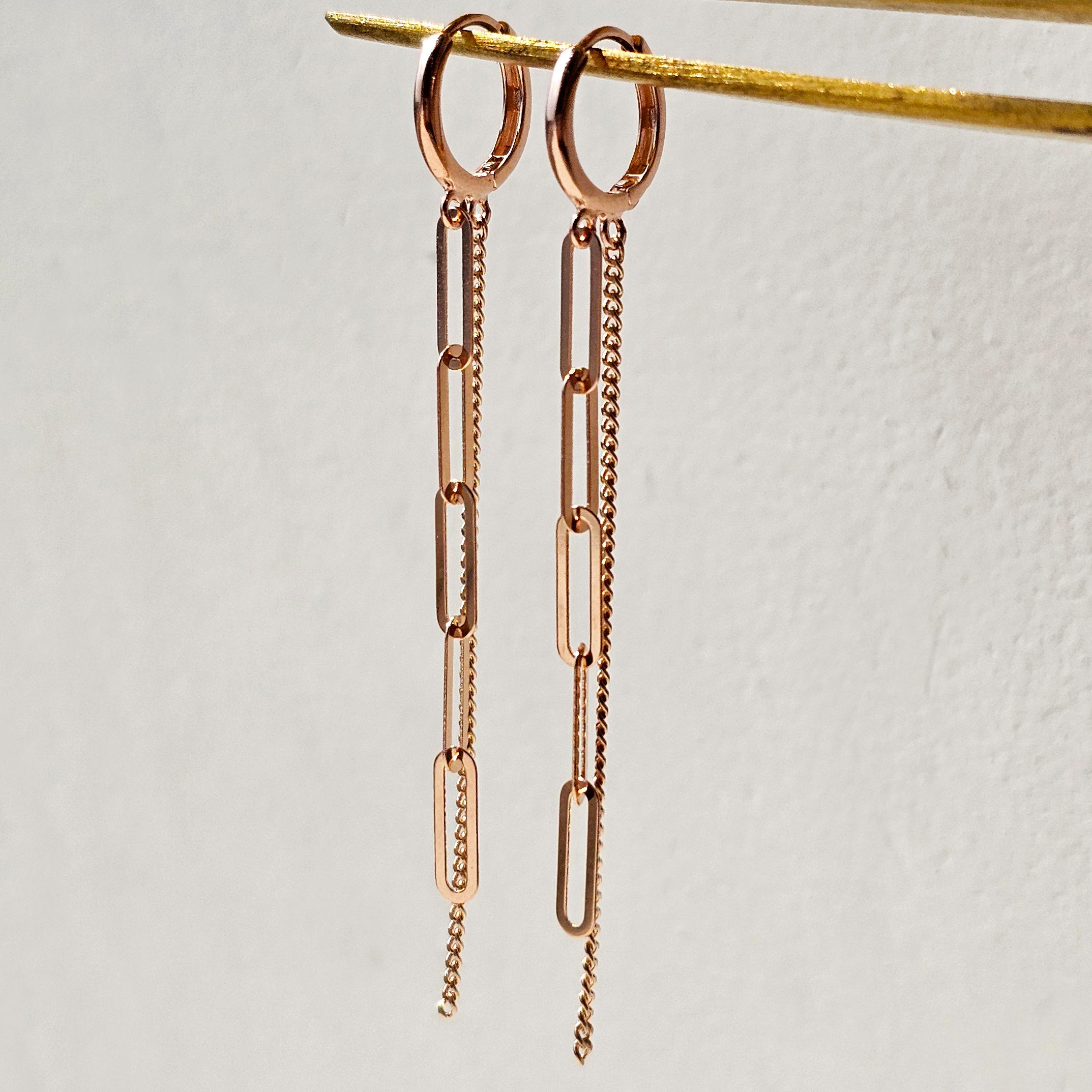 14k 18k クリップロングドロップワンタッチピアス レディース ゴールド デイリー