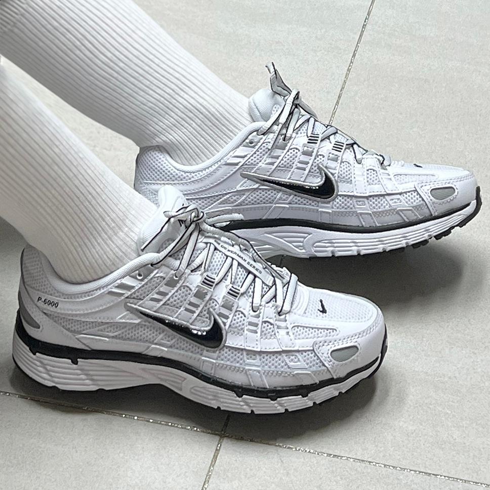 Nike P6000 Comfortable Running Shoes Women's Height-Increasing P-6000 White Metallic Silver