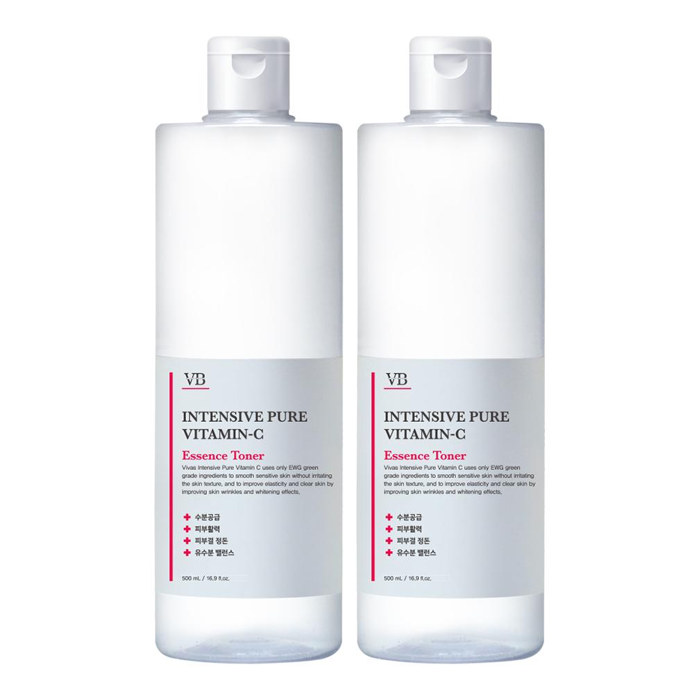 ピュアビタミンC 大容量エッセンス トナー 女性用 拭き取り化粧水 肌キメ整え 美白 シワ改善 500ml, 2個