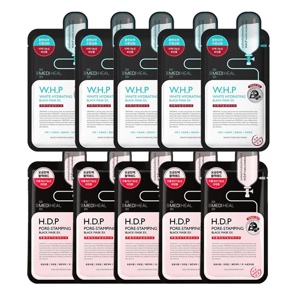 MEDIHEAL 男性向け マスクパック ブラック 炭 ホワイトニングパック WHP HDP 合計 10枚