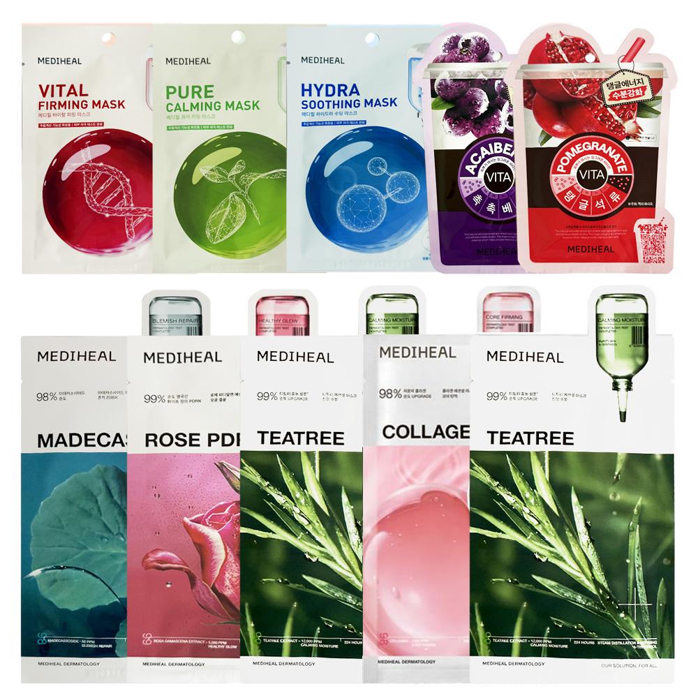 MEDIHEAL ベスト マスクパック 10枚 ティーツリー コラーゲン ビタ マデカソサイド ヒアルロン酸 保湿