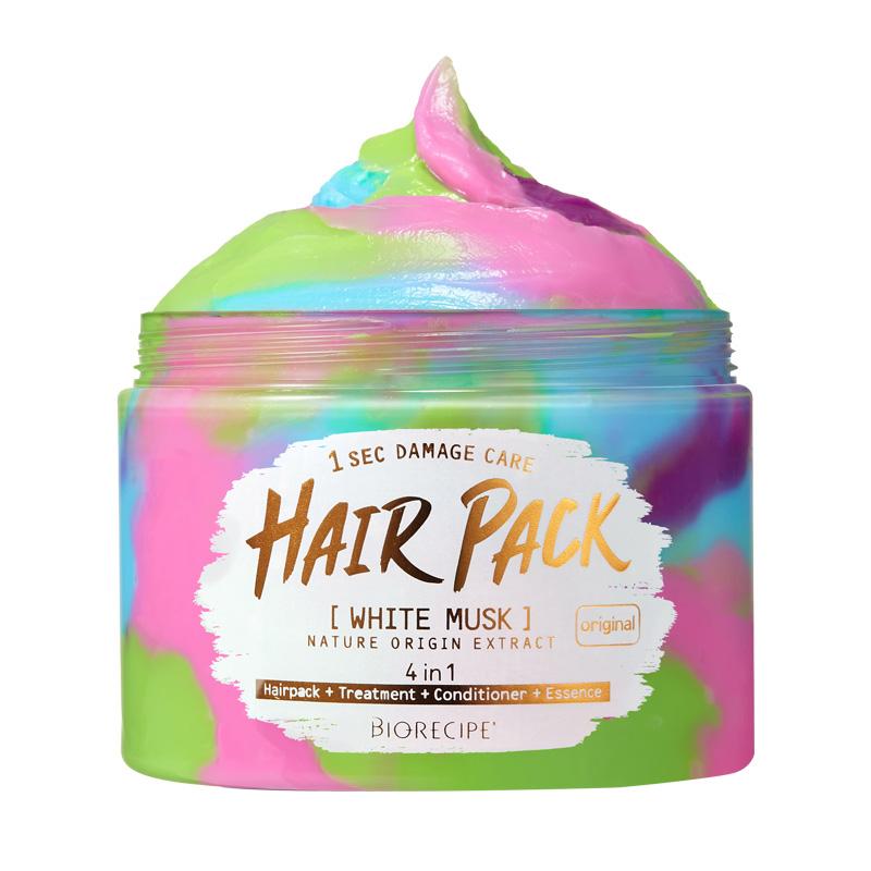 Biorecipe 1秒 ダメージケア ヘアパック ダメージヘア用 ホワイトムスクの香り、300ml、1個