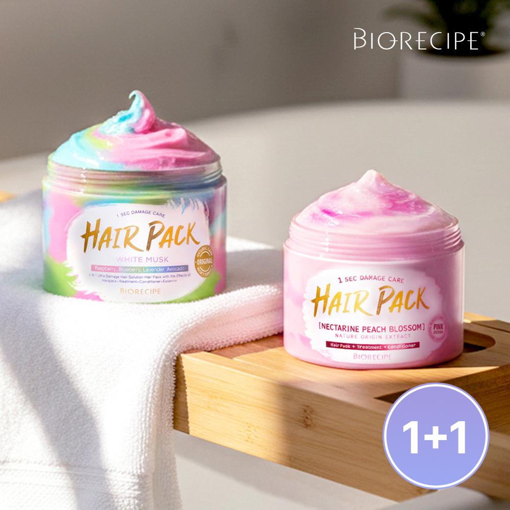 [1+1] バイオレシピ 1秒ダメージケアヘアパック 300g 2種 /トリートメント コンディショナー リンス ヘアクリニック プロテインヘアパック 美容室