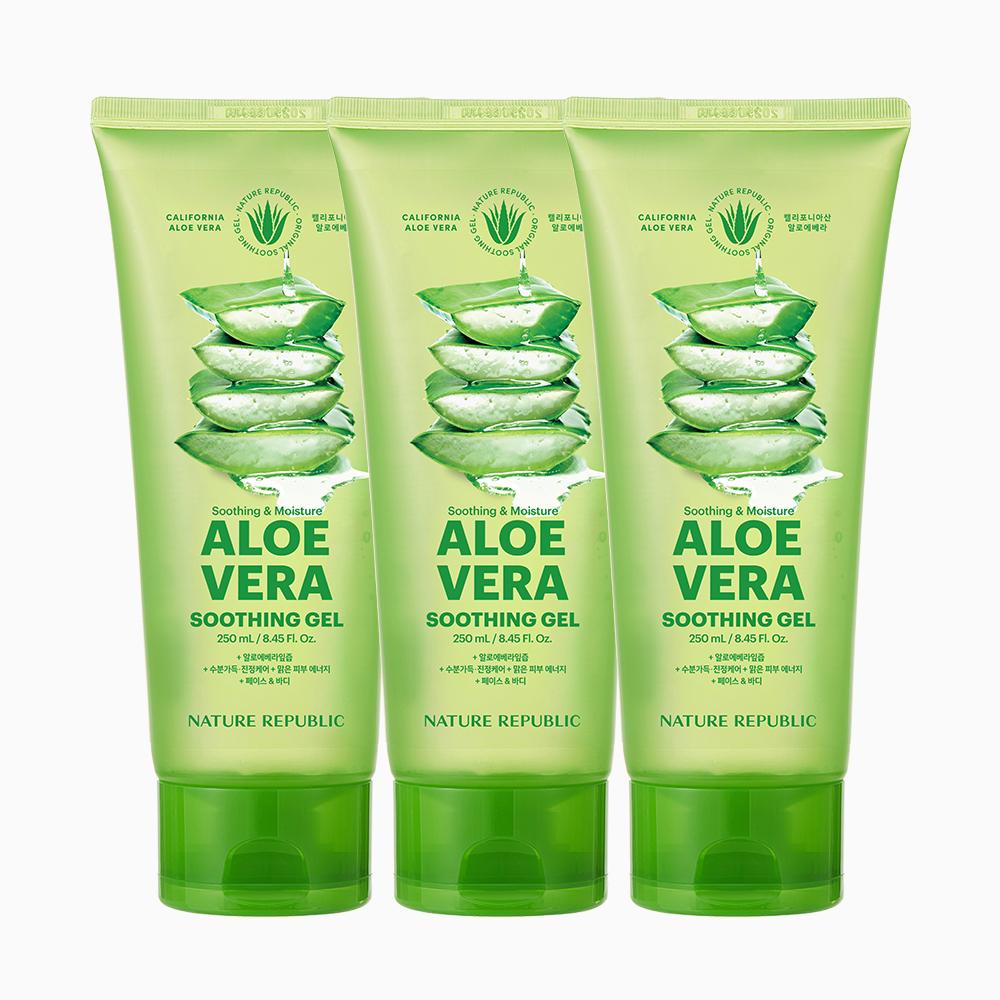 水分鎮静 ネイチャーリパブリック スーシング＆モイスチャー アロエベラ スーディングジェル 250ml, 3個