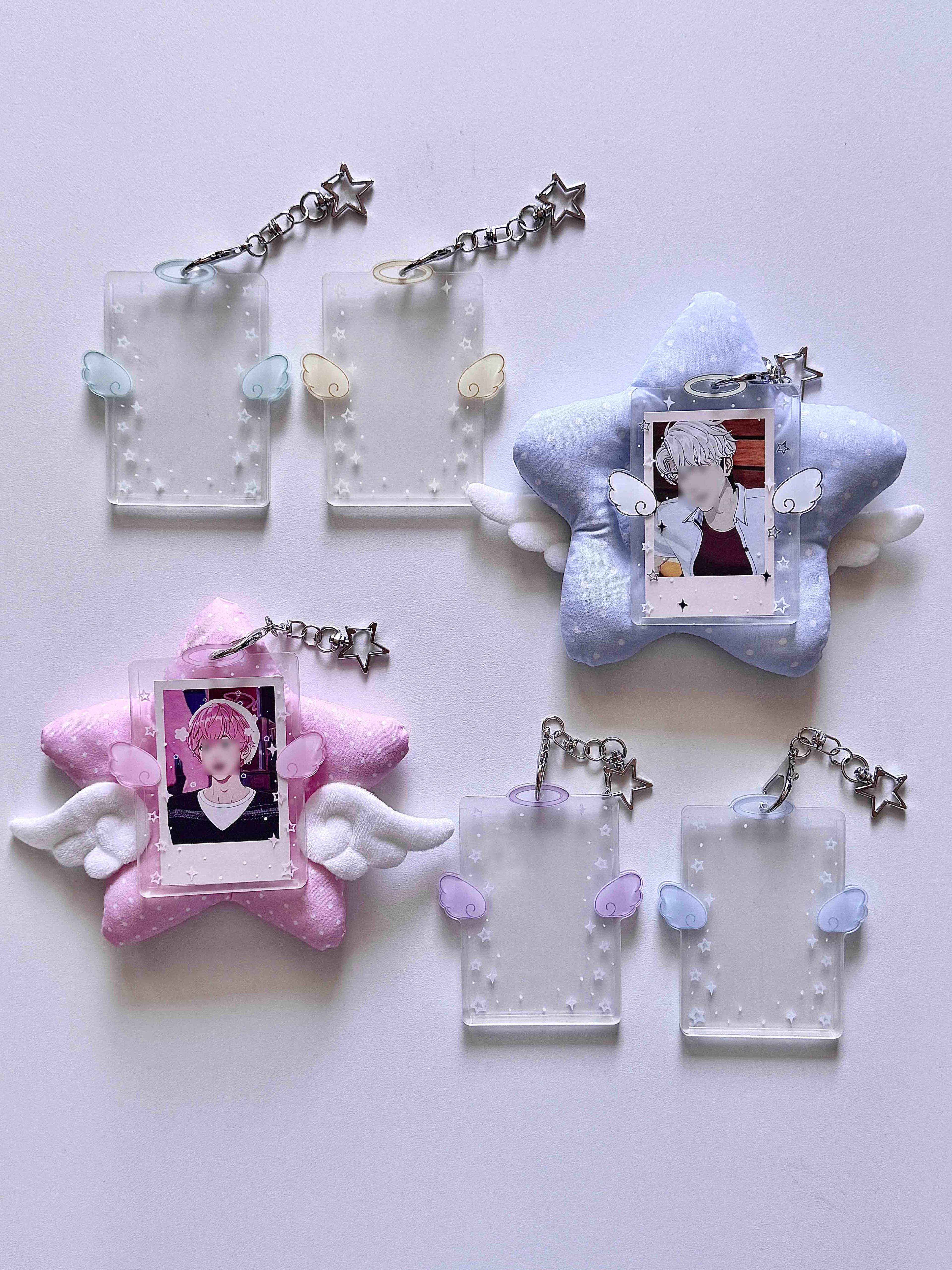 エンジェルウィング 天使の羽 ポカケース ピンク ブルー エンジェルコア フォトカードホルダー ポカ保管キーリング トップローダー スリーブ キーリング