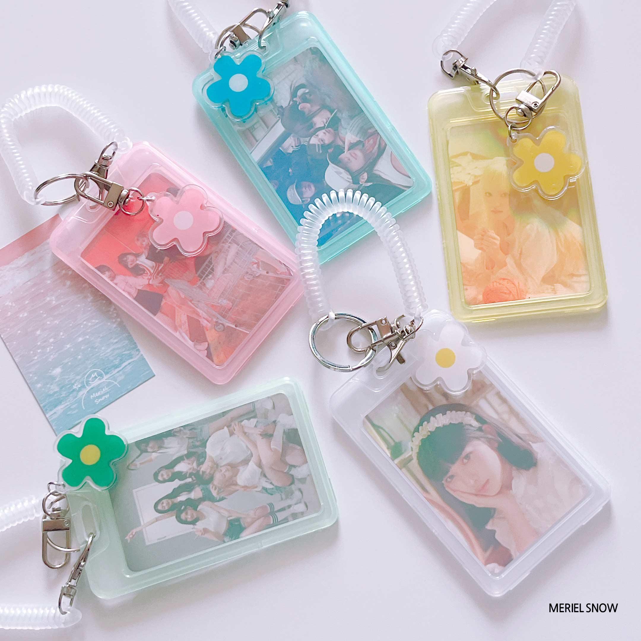 花柄 透明フォトカードホルダー 名刺 ネームタグ ポカホルダー 社員証 時間割ケース