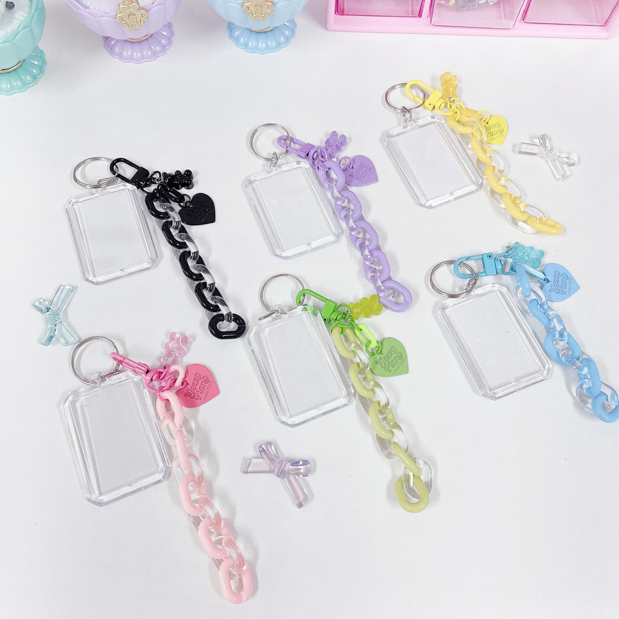 ダニショップ ハリボー チェーン 証明写真 キーリング ポトカホルダー ユニーク アクリル キーリング キーホルダー