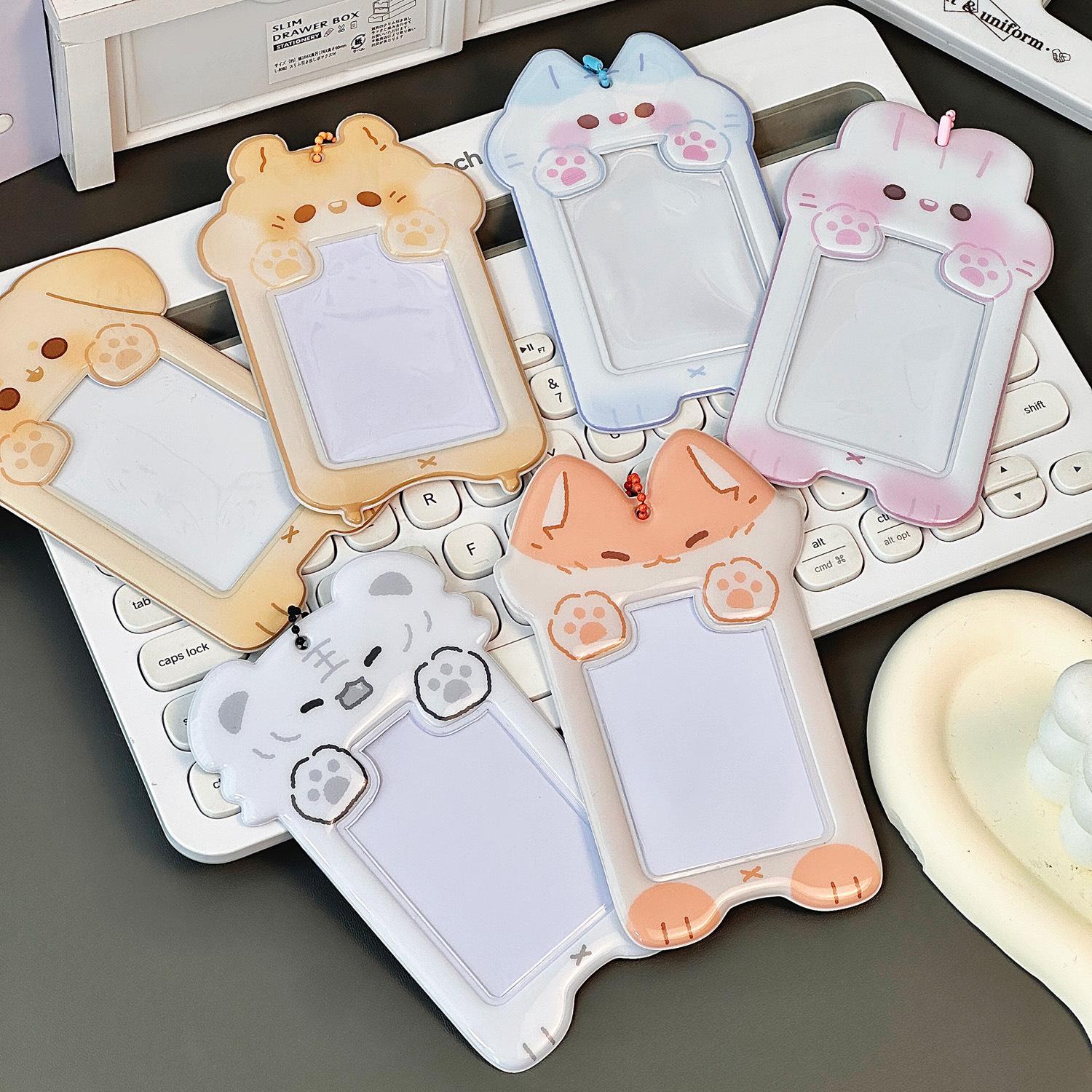 もちもち 動物 ポカホルダー キーホルダー フォトカード ホルダー ハムスター 猫 犬 うさぎ